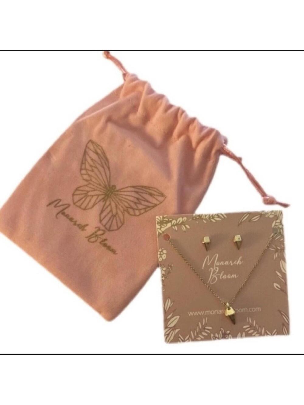 Monarch Bloom Shining bright gold necklace and earring set. NWT